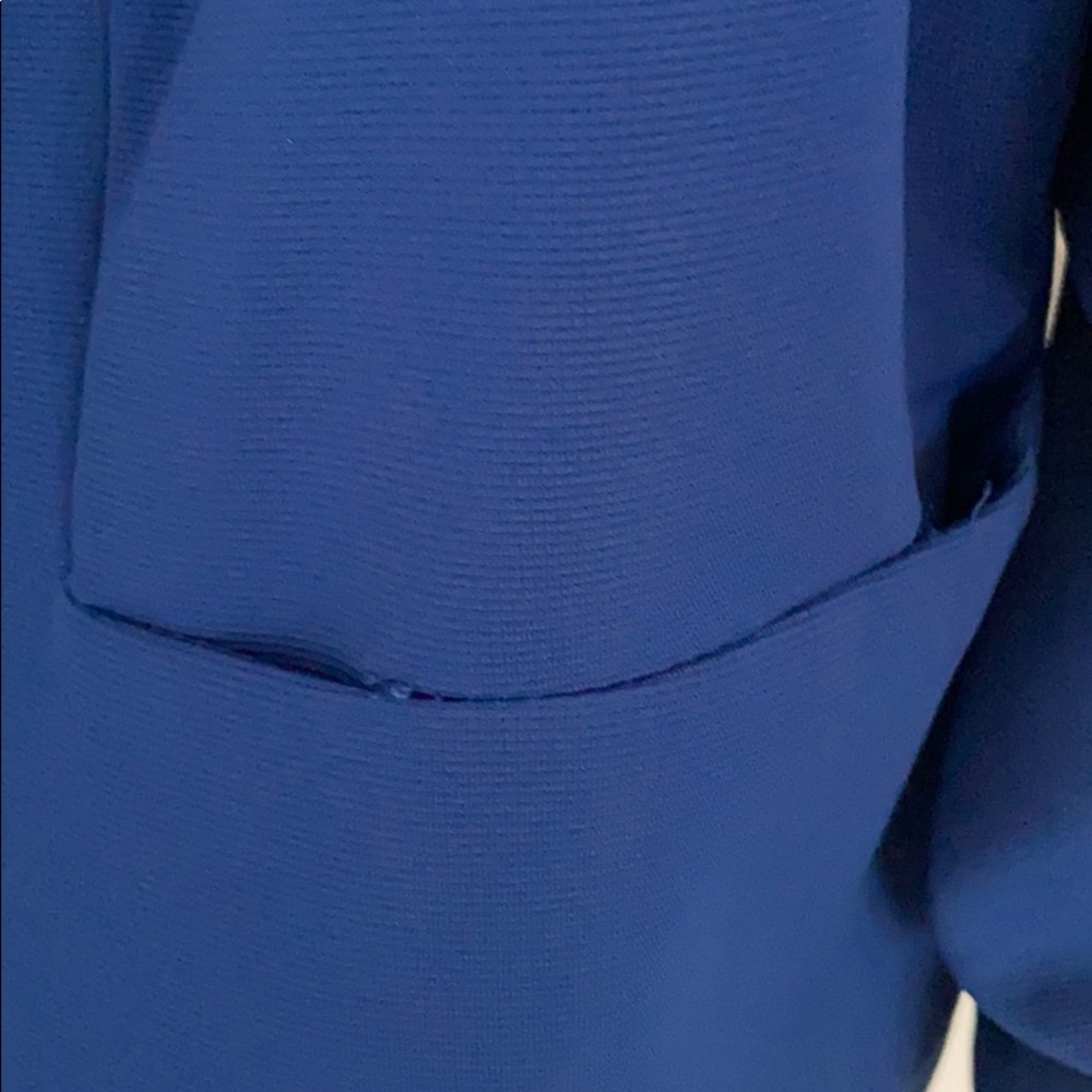Dress Barn Blue lined jacket W/ ruched sleeve - Picture 7 of 13